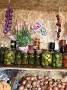 A picture containing indoor, table, food, filled

Description automatically generated